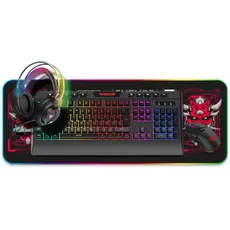 Hyrican Eingabegeräte-Set »Striker Gaming Set Tastatur, Maus, Headset, Mauspad, USB kabelgebunden«, ST-GKB8115, ST-GM005, ST-GH707, ST-MP25B, RGB-Beleuchtung, schwarz, bunt