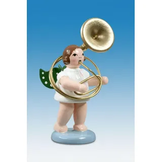KDE-Kunstgewerbliche Drechslerei Ellmann Engelmusikant Engel mit Sousaphon ohne Krone Höhe ca 6 cm Gartenfigur