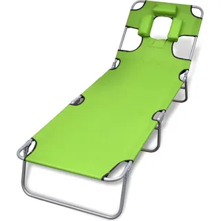 The Living Store Sonnenliege Klappbar mit Kopfstütze Verstellbar Apfelgrün - Grün