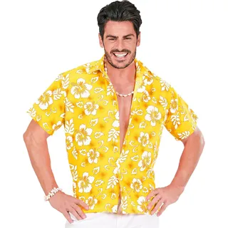 W WIDMANN MILANO Party Fashion - Hawaiihemd Herren, sommerliches Kurzarm Shirt mit Hibiskus Muster für Karneval und Festival