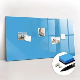 Tulup Magnettafel 120x60 Blau schwarzer Marker , Glas , 120x0.4x60 cm , Bilder & Rahmen, Pinnwände & Magnettafeln