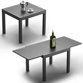 JUMMICO Gartentisch Ausziehbar aus Aluminium, Wetterfester & Kratzfester Tisch mit Sicherheitsauszug, Leichter Esstisch für Balkon, Terrasse und Garten