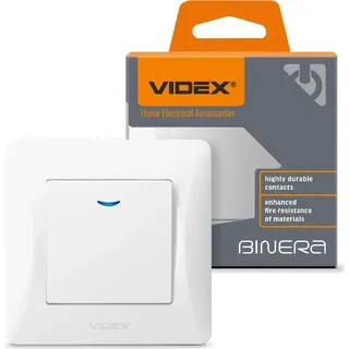 Videx Binera LED Lichtschalter Weiß IP20 CE 3J.