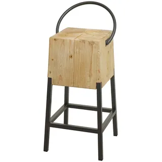 Mendler Barhocker HWC-L76, Barstuhl Tresenhocker, Industrial Metall Massiv-Holz MVG-zertifiziert, natur