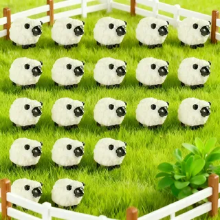MUYAPAY 20 Stück Mini Schafe Figuren, Niedlich Deko Schaf Garten, Wasserdicht Harz Schaf Figuren, Wiederverwendbar Schaf Deko, für Mooslandschaft, Feengarten Dekoration, Schaf Liebhaber, DIY Handwerk
