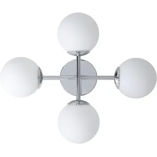 EGLO Deckenlampe Castrovido, Deckenleuchte mit vier Glaskugeln, Kugel Lampe Decke Wohnzimmer aus Metall in Chrom und Glas in Weiß, mit G9 Leuchtmittel, warmweiß