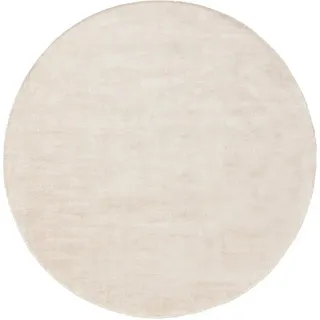 benuta Pure Viskoseteppich rund Nova Cream ø 120 cm rund , Creme , Textil , Beton Optik , Rund , 120x120 cm , Care & Fair, Handmade in India , für Fußbodenheizung geeignet , Teppiche und Böden, Teppiche