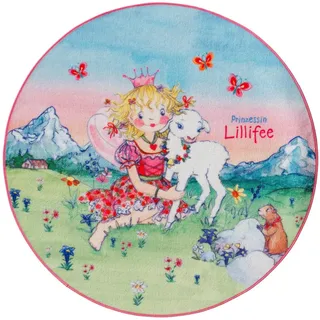 Kinderteppich , Hellblau, Hellgrün , Textil , Prinzessin , rund , Oeko-Tex® Standard 100 , für Fußbodenheizung geeignet, rutschfest , Teppiche und Böden, Teppiche, Kinderteppiche