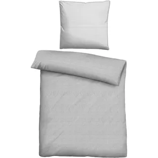 biberna 0075840 Melange-Feinjersey Bettwäsche color: grau, size: 1x 200x200 cm + 2x 80x80 cm - Grau