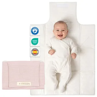 MIMUSELINA Wickelunterlage Unterwegs für Babys | Leicht und Wasserfest | Außen 100% Baumwolle, Innen Waschbar und BPA-frei | Faltbar mit praktischem Verschluss