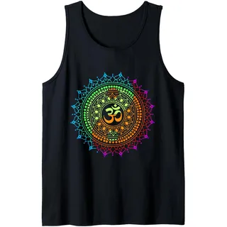 Om Psytrance Goa PSY Rave Psychedelic Festival Mandala Tank Top, Herren, Schwarz, L