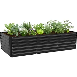 Relaxdays Hochbeet 57 x 240 x 90 cm Schwarz