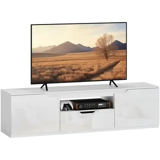Homcom Hochglanz TV-Lowboard 38x43x160 cm Weiß Kunststoff/Metall/MDF/Spanplatte/Holzwerkstoff