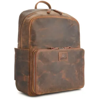 DONBOLSO Rucksack Tokio I Premium Leder Daypack für Damen und Herren mit Laptopfach I Idealer Lederrucksack für Reisen, Office, Uni I Handgefertigte Laptoptasche I Vintage Braun