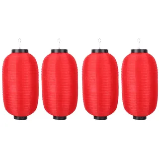8Zoll Japanische Laterne IP65 Wasserdicht Garten Japanische Deko Sushi Lampion Barbecue Sashimi Restaurant Lampenschirm Gartendeko Party Deko Laterne (4Pcs, Rot)