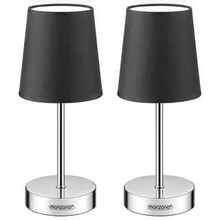 MONZANA® Nachttischlampe 2er Set 32cm Stoff Grau Taupe Anthrazit Weiß Wohnzimmer Schlafzimmer Lampe Leuchte Tischlampe Nachttischleuchte Tischleuchte - Grau