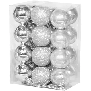 Premier Decorations Weihnachtskugeln Bruchsicher 24er Set 30mm Silber Deko