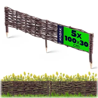 KADAX Palisade aus Weide "Sand", natürlicher Weidenzaun, 30 cm, 5 Stück - Beige