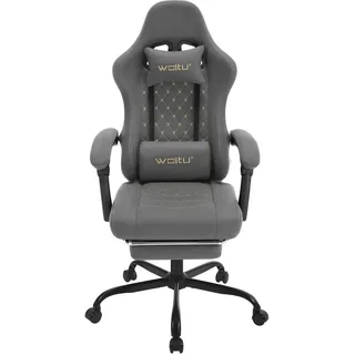 WOLTU Gaming Stuhl mit Massagefunktion, Taschenfederkissen, ergonomisch, Tech-Stoff : Grau Farbe: Grau - Grau