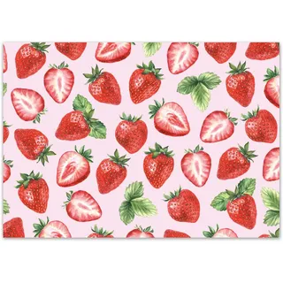 younikat Tischunterlagen Erdbeer - 100 Stück A3 eckig - Platz-Set aus Papier Einweg Tischset I Rosa Obst Sommer Geburtstag Feier I Gastronomie und Haushalt I you0037
