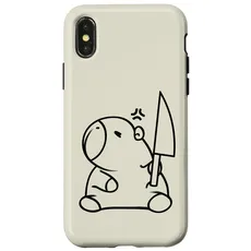 Hülle für iPhone X/XS Capybara und Messer