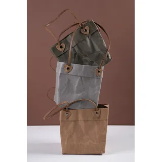 Villa d'Este Home Tivoli Set 3 Mehrzweckbeutel aus Kunstleder und Papier