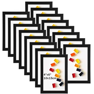 Ditwis 16 Stück Bilderrahmen 10x15 Schwarz, Fotorahmen für 15x10 cm Fotos und Bilder, Wand- und Tischaufstellung, Modern Rahmen für Wohn-, Schlaf- und Büroräume