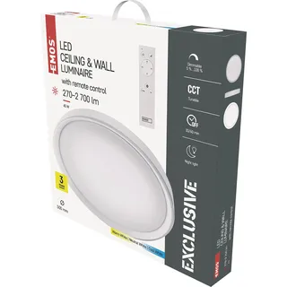 EMOS LED Deckenleuchte 45W dimmbar mit Fernbedienung, einstellbare Helligkeit 270–2700 lm und Lichtfarbe 2700–6500 K, Nachtlicht + Timer, für Wohnzimmer, Kinderzimmer, Flur, Büro, Schlafzimmer