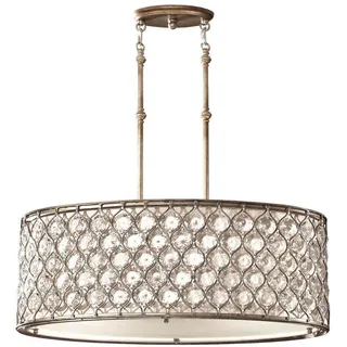 Elstead Lighting Hängeleuchte , Silberfarben , Metall, Glas, Textil , 44.8x41.3x81.6 cm , Grüner Punkt, RoHS , Lampen & Leuchten, Leuchtenserien