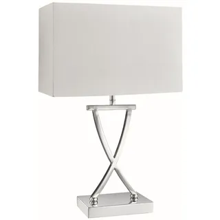 Moderne Tischleuchte in weiß Stoffschirm E14 40W Tischlampe Schlafzimmerlampe