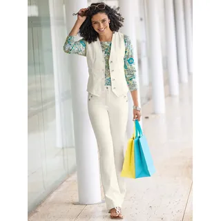 Jeansweste INSPIRATIONEN, Damen, Gr. 36, beige (ecru), 98% Baumwolle, 2% Elasthan, unifarben, Westen Jeansweste