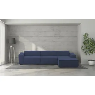 Talamo Italia - Sofa mit Halbinsel Raffaella, modulares 4-Sitzer-Sofa mit rechter Halbinsel, Stoffsofa, 100 % Made in Italy, 340 x 170 x 70 cm, Blau