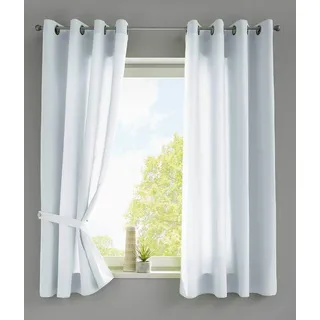 Gardinenbox 2er Set Vorhänge Schal Ösen »Berlin« HxB 175x140 cm Weiß Blickdicht Microsatin Lichtdurchlässig Uni Matt, 20405N2