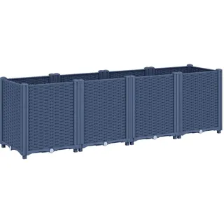 vidaXL Pflanzkübel Blaugrau 160/40/53 Cm Pp , Grau , Kunststoff , 160x53x40 cm , Gartenzubehör, Hochbeete