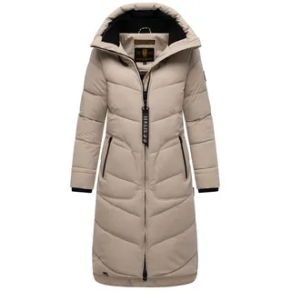 Winterjacke MARIKOO "Marikoo Benikoo Damen lange Winterjacke B949", Damen, Gr. S, grau (light taupe), Obermaterial: 92% Nylon NY. 8% Elasthan EL., Jacken Winterjacke