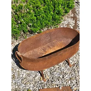 Edelrost Pflanzkübel oval, mit Ringen