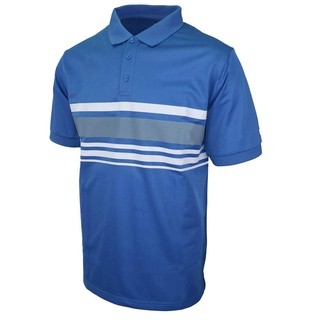 Island GREEN Herren Golf Poloshirt, gestreift, feuchtigkeitsableitend, flexibel, Purist Blue/Charcoal, XXL