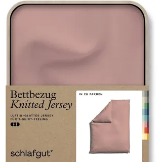 schlafgut Bettbezug Knitted Jersey uni, aus Bio-Baumwolle mit Elasthan, Reißverschluss, (1 St), bügelfrei, Mix & Match Bettwäsche: passender Kissenbezug erhältlich rosa 155 cm x 220 cm