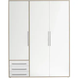 Stella Trading Drehtürenschrank Lyss 155 x 194 x 58 cm Weiß/Eiche San Remo