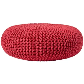 Homescapes Strick-Pouf rot, Bodenkissen rund 70/70/23 cm , Textil , Uni , Rund , 70x23x70 cm , Wohnzimmer, Sessel, Hocker & Hockerbänke, Poufs