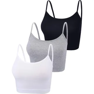 Boao 3 Stück Spaghetti Gurt Tank Leibchen Top Crop Tank Top für Sport Yoga Schlafen (Farbe Set 1, S)