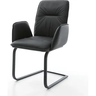 DELIFE Freischwinger Vinja-Flex Echt-Leder Schwarz Freischwinger flach Schwarz - Schwarz