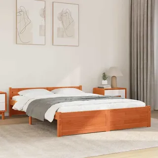 vidaXL Bettgestell Wachsbraun 160 x 200 cm Massivholz Kiefer - Braun