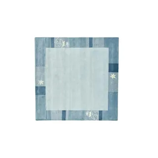 THEKO Wollteppich THEKO "Royal Ganges", blau (hellblau), B:200cm H:13mm L:200cm, Viskose, Wolle, Teppiche, Wollteppich, 95% Wolle, mit Bordüre, ideal im Wohnzimmer & Schlafzimmer
