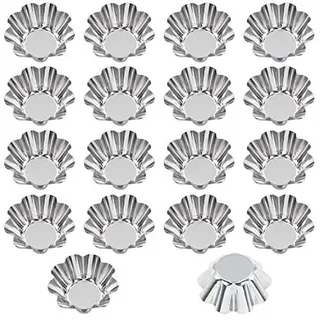 jinminamz 18 Stück Cupcake Kuchenform,Ei Torte Form Eier Kuchenform Wiederverwendbare,Edelstahl Eierkuchen Cupcake, Mini Blume geformte Backform für Pudding, Kuchen, Cookie, Muffin