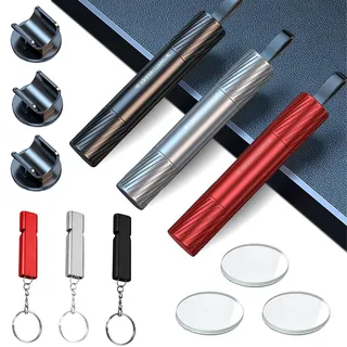 Ptyism 3 STK 2 in 1 Notfallhammer Auto mit Gurtschneider(Mit Pfeife/Fester Halterung/Prüfglas) Sicherheitshammer Autofenster Glasbrecher,Nothammer Auto mit Gurtschneider für Notfallrettung