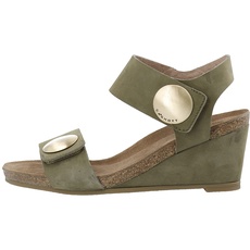 CA'SHOTT A/S Damen CASALBERTA Velcro Button Leather Heeled Sandal, Olive, 38 EU