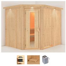 Bild Sauna »Marit«, (Set), 9-kW-Ofen mit integrierter Steuerung beige