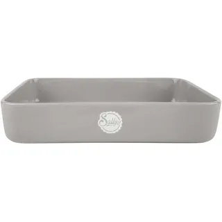 Sallys Stoneware Ofenform eckig 36 x 28 x 7 cm - Auflaufform aus natürlichen Materialien, kratz- und schnittfest (Light Grey)