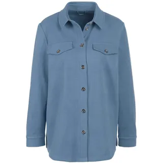 GOLDNER Kurzjacke "Kurzgröße Herbstjacke mit Hemdkragen" Wunderschöne Knöpfe in Eisgold, rauchblau